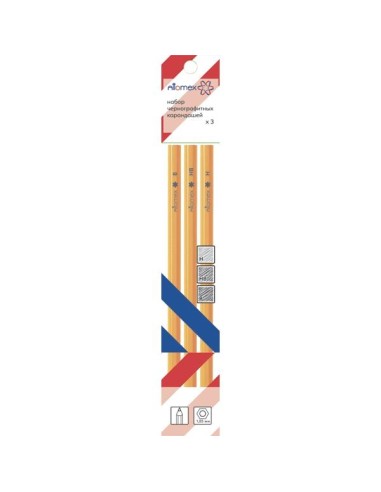 Harilik pliiats Attomex 3tk (B+HB+H)