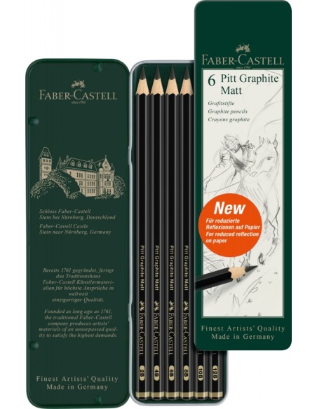 Graph.pencil Pitt Graphite Matt tin of 6