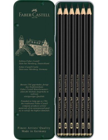 Graph.pencil Pitt Graphite Matt tin of 6