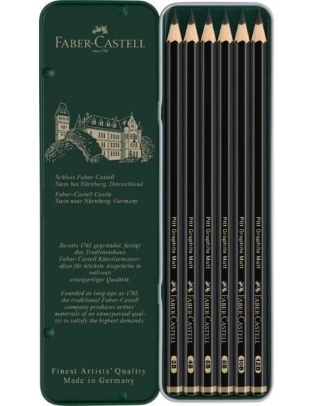 Graph.pencil Pitt Graphite Matt tin of 6