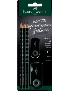 Harilik pliiats Faber-Castell Grip 3tk + teritaja+ kustukumm must
