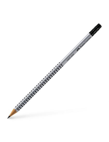 Faber-Castell Grip 2001 graphite pencil with eraser, HB, silver