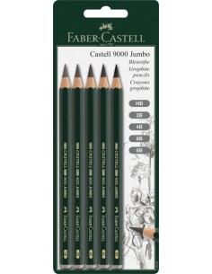 Faber-Castell Castell 9000 Jumbo artists´ graphite pencil, blister card, HB, 2B, 4B, 6B, 8B