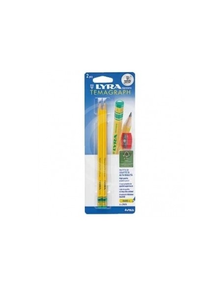 Harilik pliiats Lyra Temagraph H 2tk+teritaja blistris