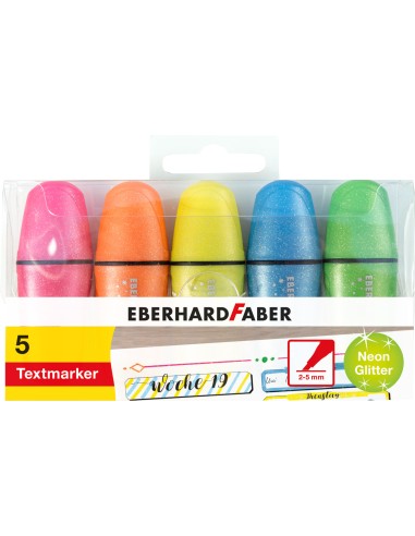 Tekstimarker EberhardFaber mini glitter neoon 5-värvi