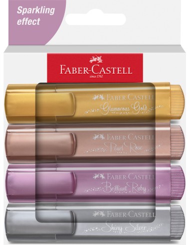 Tekstimarkerite komplekt Faber-Castell 46 metallik 4-värvi