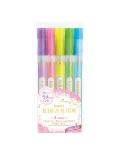 Tekstimarker Zebra Kirarich 5-värvi pastell glitteriga