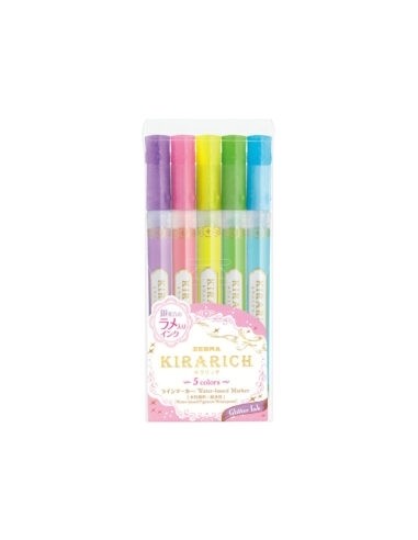 Tekstimarker Zebra Kirarich 5-värvi pastell glitteriga