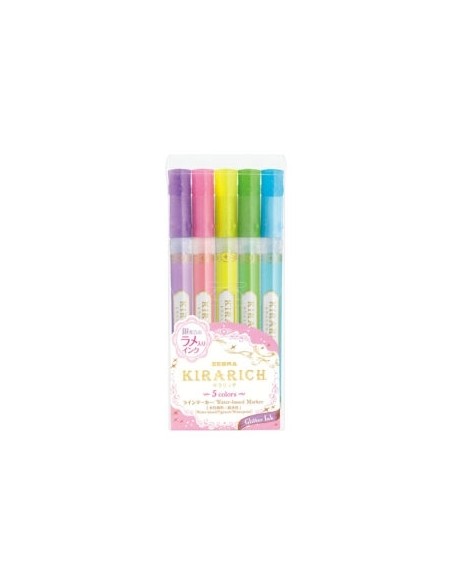 Tekstimarker Zebra Kirarich 5-värvi pastell glitteriga
