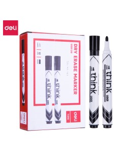 Valgetahvlimarker Deli U00120 must, ümar ots 2mm 2