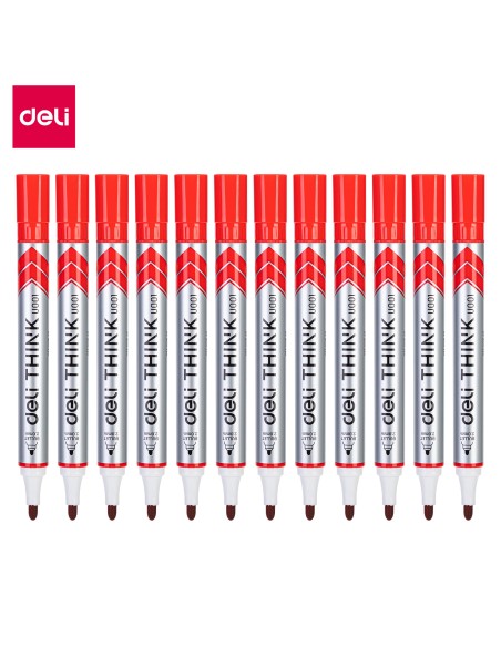Valgetahvlimarker Deli U00140 punane, ümar ots 2mm
