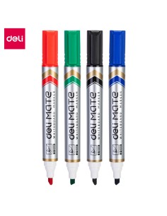 Valgetahvlimarker Deli U00403 komplekt 4 värvi, lõigatud ots 2-5mm 2