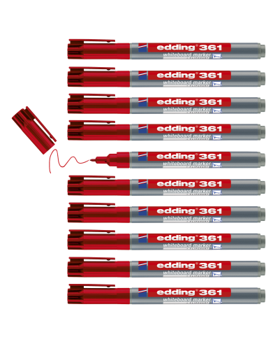 Valgetahvlimarker Edding 361, 1mm punane