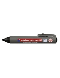 Valgetahvlimarker Edding 12 1,5-3mm, ümar ots, klõpsuga, must