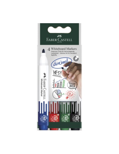Valgetahvlimarkerid Faber-Castell W20 4-värvi