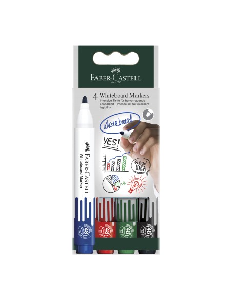 Valgetahvlimarkerid Faber-Castell W20 4-värvi