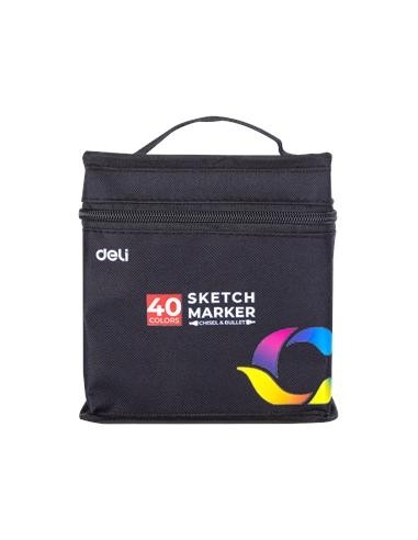 Marker DELI Sketch kahepoolsed 40-värvi
