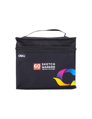 Marker DELI Sketch kahepoolsed 60-värvi