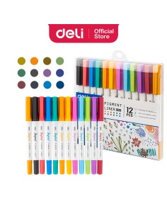 Pigment Liner DELI Tip: 0.5mm/1.0mm; black, red, blue, green, dark blue, dark