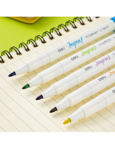 Pigment Liner DELI Tip: 0.5mm/1.0mm; black, red, blue, green, dark blue, dark