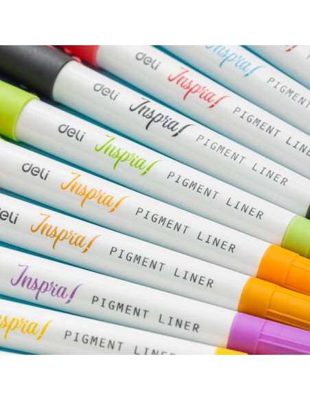 Pigment Liner DELI Tip: 0.5mm/1.0mm; black, red, blue, green, dark blue, dark