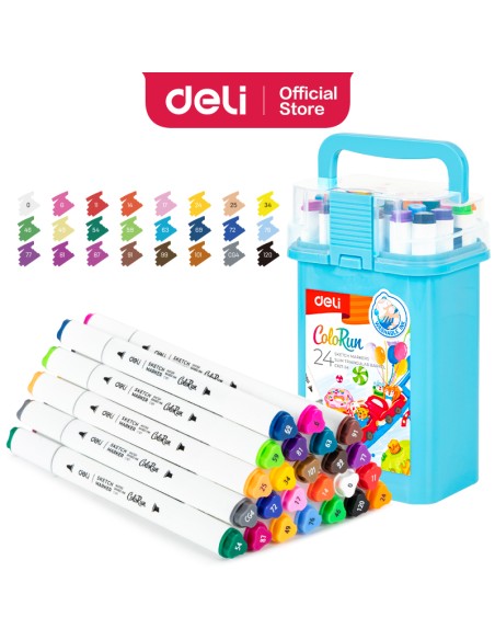 Sketch Marker DELI Dual tips: bullet tip: 1mm, chisel tip: 5mm;size: asst.