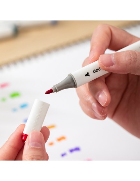 Sketch Marker DELI Dual tips: bullet tip: 1mm, chisel tip: 5mm;size: asst.
