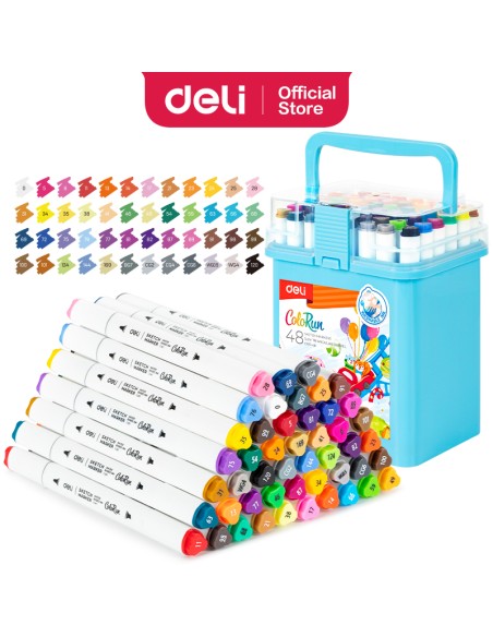 Marker DELI Sketch kahepoolsed kolmnurksed 48-värvi