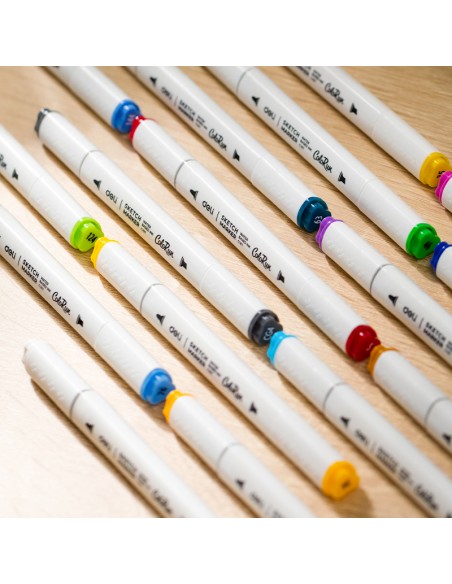 Sketch Marker DELI Dual tips: bullet tip: 1mm, chisel tip: 5mm;size: asst.