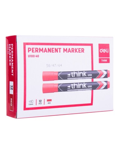 Permanentne marker DELI U100 ümar 1.5mm punane