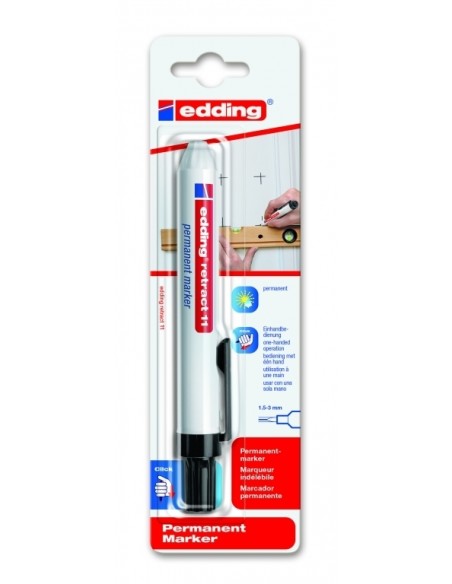 Permanentne marker Edding 11 klõpsuga must blistris 4004764875702