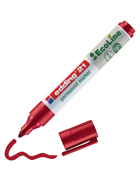 Permanentne marker Edding 21 EcoLine 1-5mm, lõigatud ots, punane