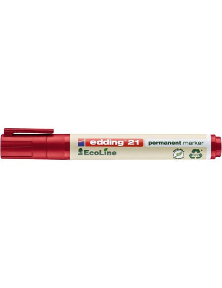 Permanentne marker Edding 21 EcoLine 1-5mm, lõigatud ots, punane