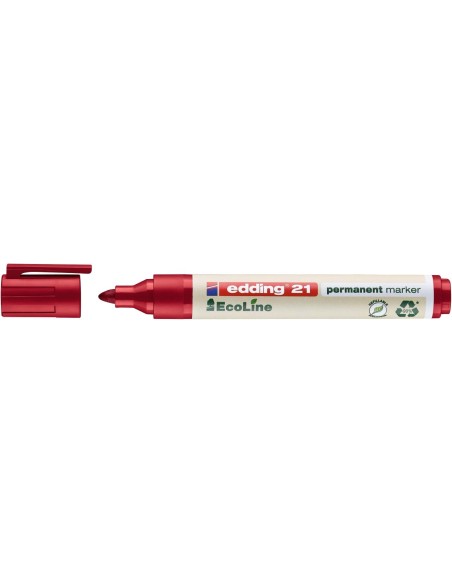 Permanentne marker Edding 21 EcoLine 1-5mm, lõigatud ots, punane