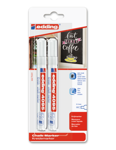 edding 4095 chalk marker blister of 2 white