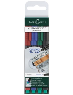 Faber-Castell Multimark overhead marker water-resistant, F, wallet of 4: red, blue, green, black