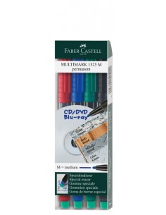 Faber-Castell Multimark overhead marker water-resistant, M, wallet of 4: red, blue, green, black