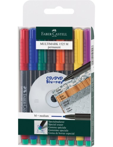 Marker Faber-Castell Multimark perm. M 1,0mm 8-värvi kompl.