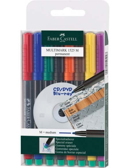Marker Faber-Castell Multimark perm. M 1,0mm 8-värvi kompl.