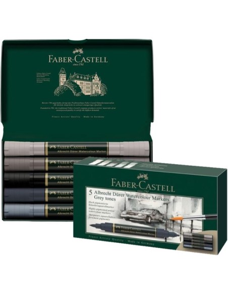 Akvarellimarker Faber-Castell Abrecht Dürer 5-värvi hallid toonid