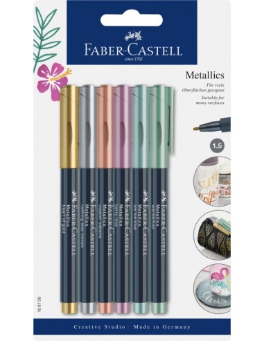 Värvimarker Faber-Castell metallics 6-värvi blistris