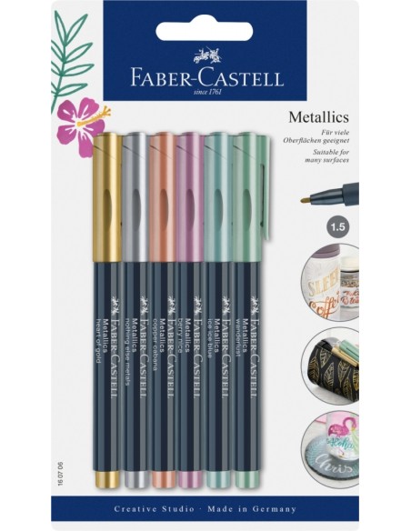 Värvimarker Faber-Castell metallics 6-värvi blistris