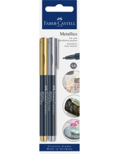 Värvimarker Faber-Castell metallics 250/251 blister 2tk/pk kuld, hõbe