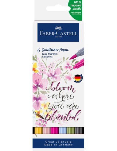 Akvarellimarker Faber-Castell Gofa Aqua 6-värvi kalligraafia