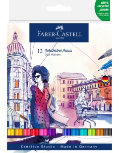 Akvarellimarker Faber-Castell Gofa Aqua 12-värvi