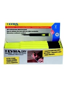 Harilik pliiats Lyra Dry Profi, ehitusmarker, reguleeritav pikkus grafiit 2B must 2