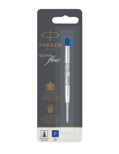 PARKER QUINKflow Ballpoint Pen Ink Refill, Fine Tip, Blue