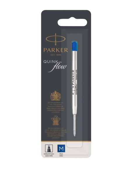 PARKER QUINKflow Ballpoint Pen Ink ECO Refill, Medium Tip, Blue
