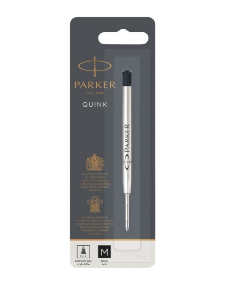 PARKER QUINK Gel Ink Refill, Medium Tip (0.7mm), Black, 1 Count