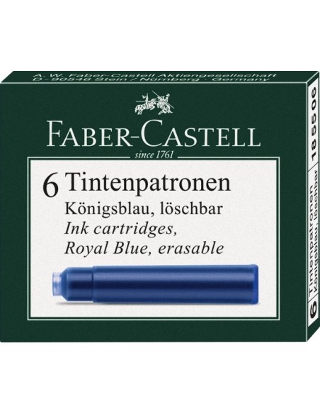 Faber-Castell Ink cartridges, standard, 6x blue erasable
